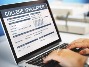 Filling out a college application online